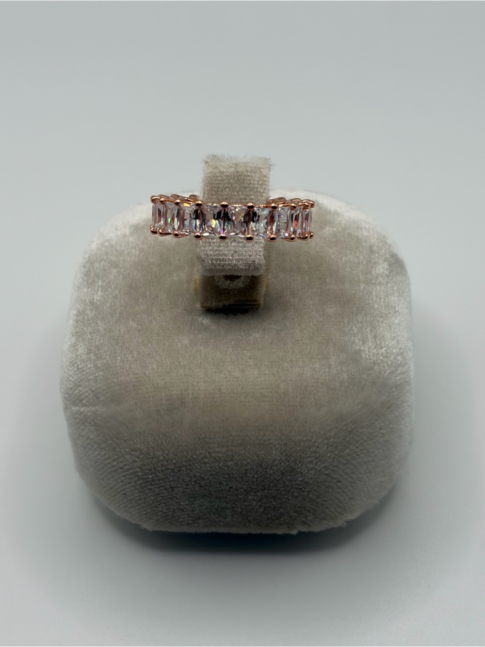 14K Rose Gold Moissanite Emerald-Cut Eternity Band